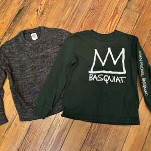 GAP Kids Basqiat Long Sleeve Shirt - Dark Green and GAP Gray sweater